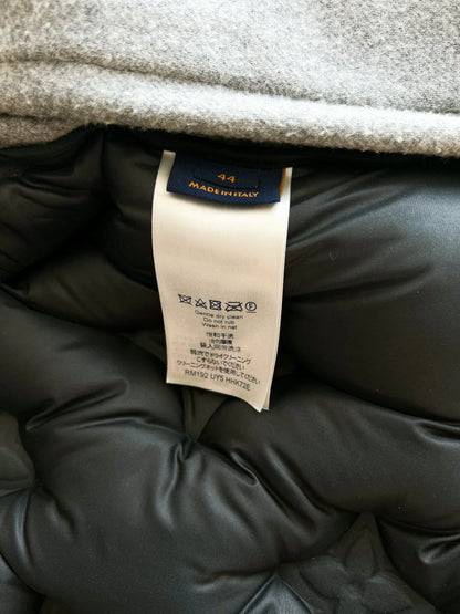 Grey Pattern Hood Puffer Jacket